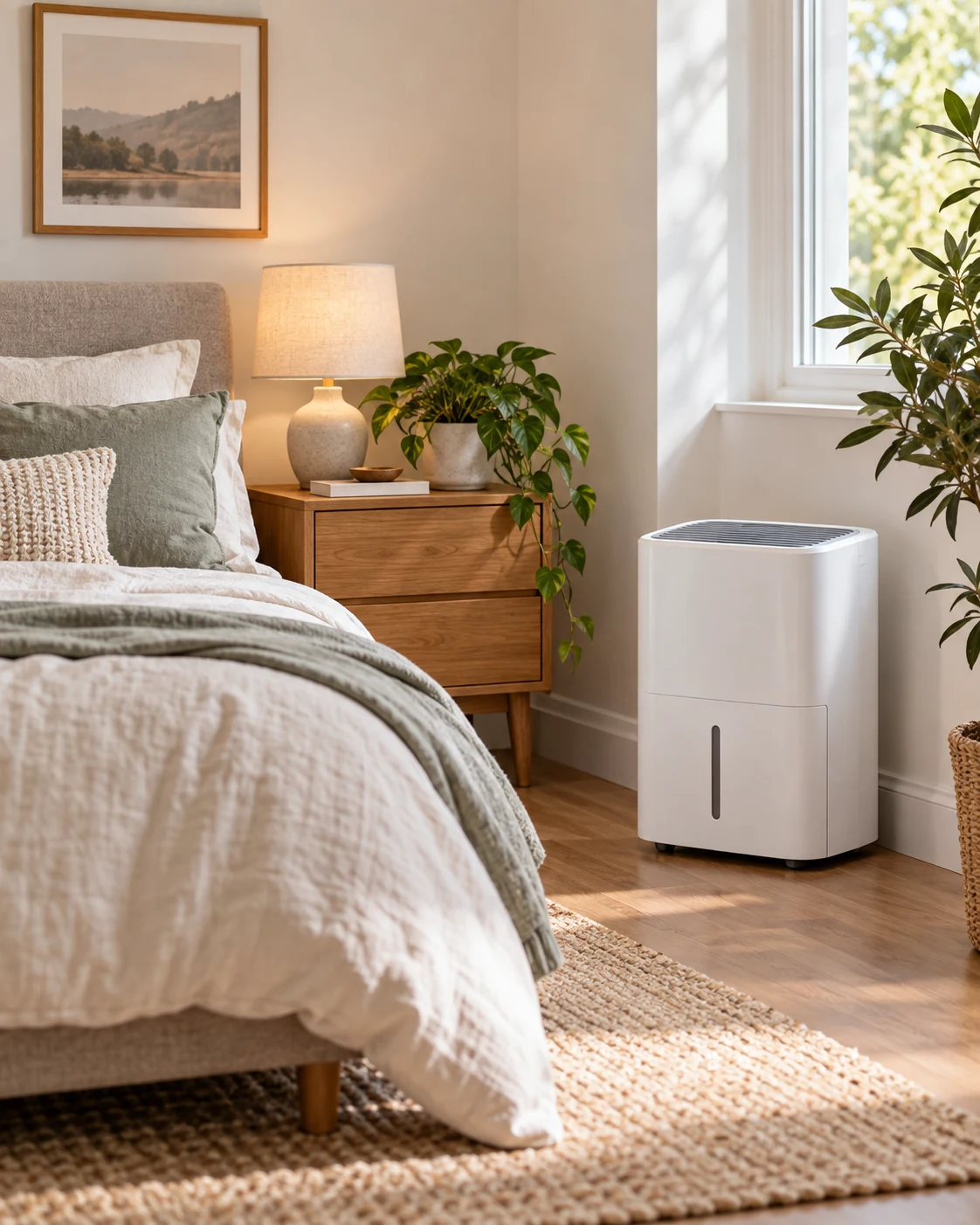 Deshumidificador en un dormitorio